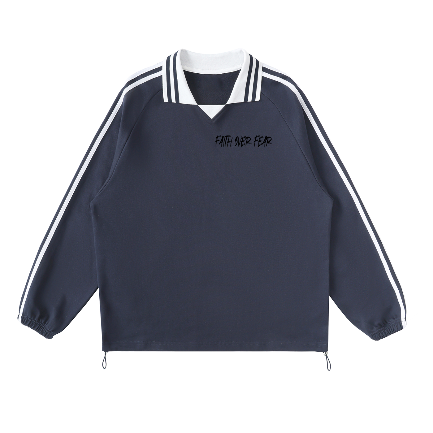 ASYOUARE. Striped Lapel Collar Sweatshirt