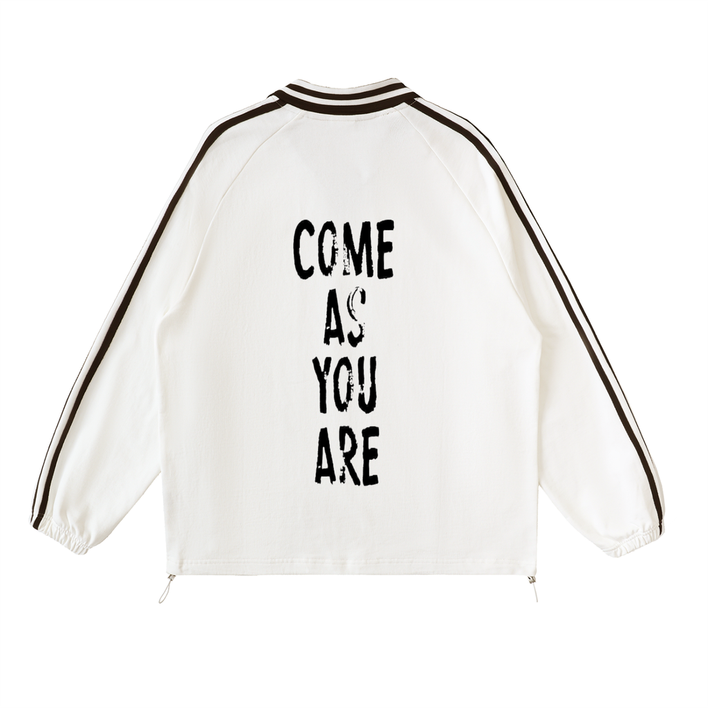 ASYOUARE. Striped Lapel Collar Sweatshirt