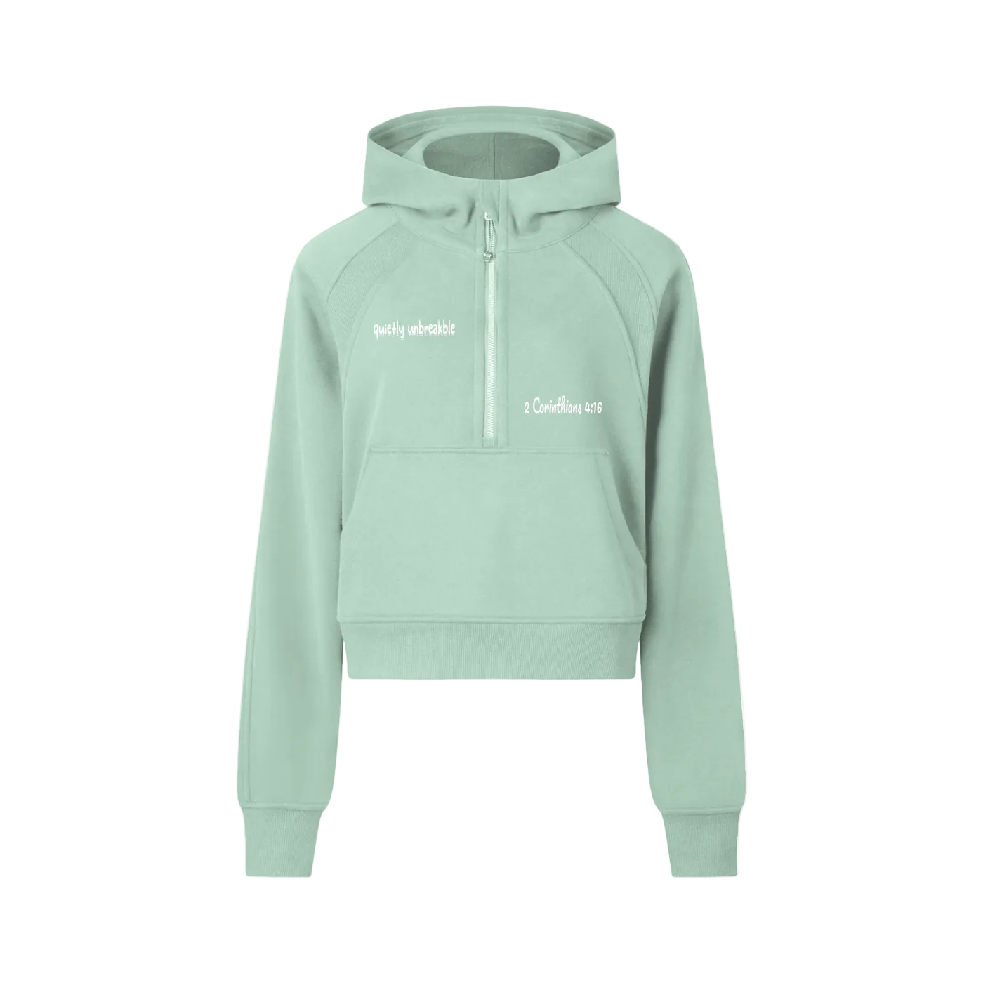 Light green hoodie with brand logo on a white background